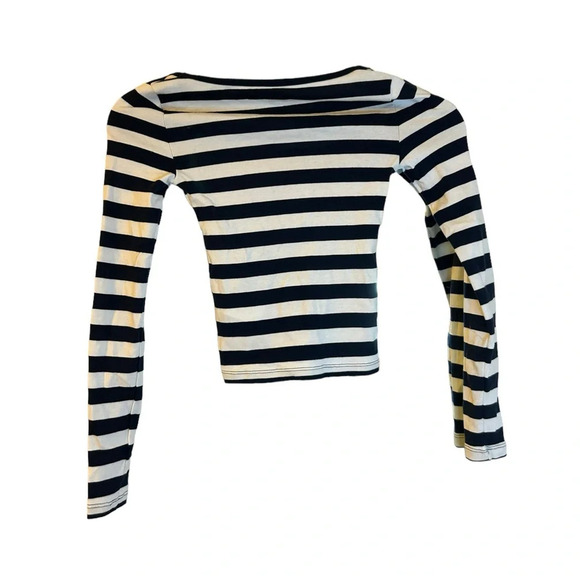 J.Crew Navy Blue Striped Scoop Neck Top - Picture 2 of 5